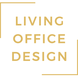 Logo Living Office Design in gold mit transparentem Hintergrund