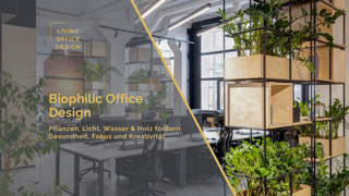 Arbeitsplatzgestaltung mit viel Grün und Holz