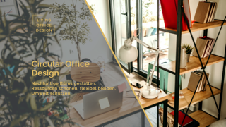 Nachhaltiges Büro mit recycelten Möbeln und Pflanzen