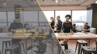 Team arbeitet flexibel an gemeinsam genutzten Arbeitsplätzen