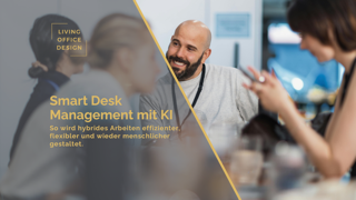 Menschen im Austausch über KI-gestützte Arbeitsplatzplanung