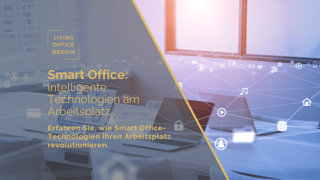 Digital vernetzter Arbeitsplatz mit Icons für Smart-Technologien